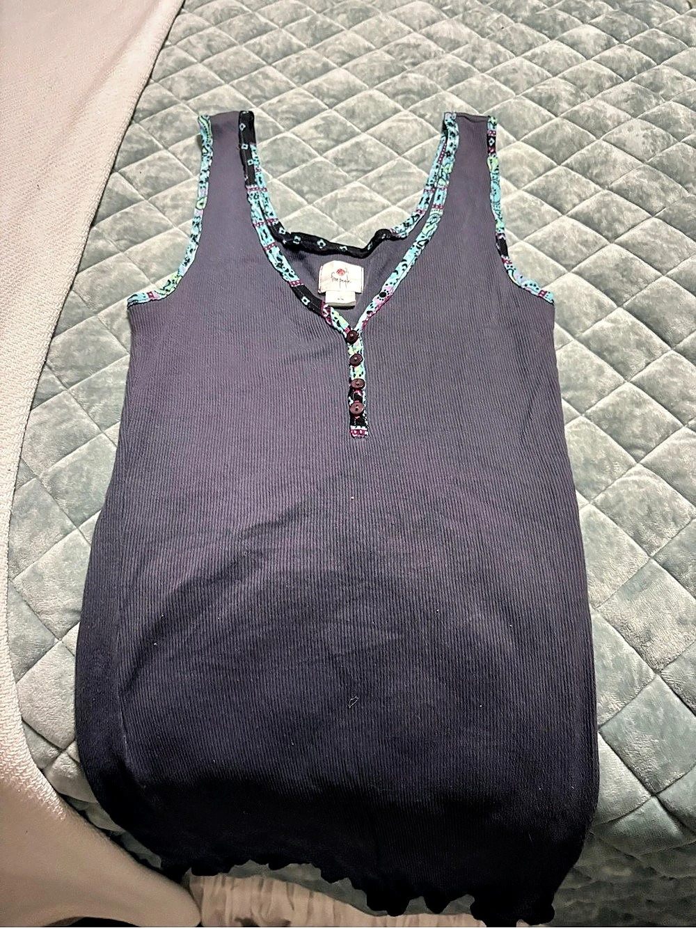 Free People Jamie Henley Tank Floral Purple & Blue Medium